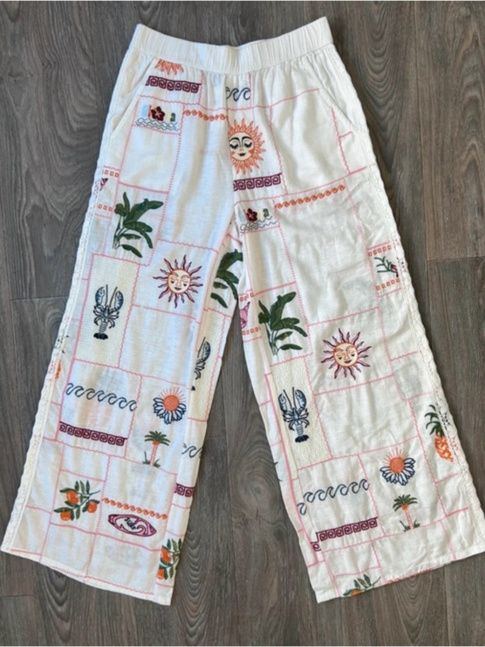 Anthropologie Pilcro Embroidered Patchwork Pants Small New Resort Vacation - Picture 4 of 5